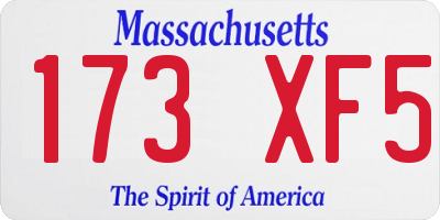 MA license plate 173XF5