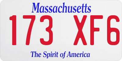 MA license plate 173XF6