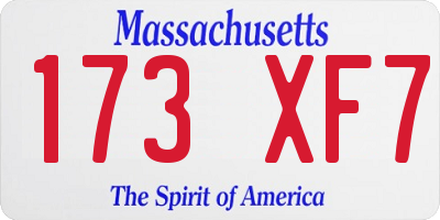 MA license plate 173XF7
