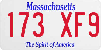 MA license plate 173XF9