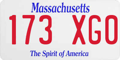 MA license plate 173XG0