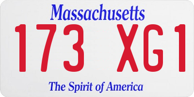 MA license plate 173XG1