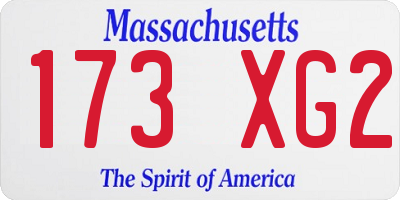 MA license plate 173XG2