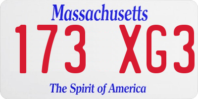 MA license plate 173XG3