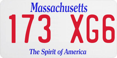 MA license plate 173XG6