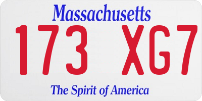 MA license plate 173XG7