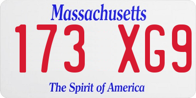 MA license plate 173XG9