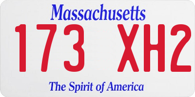MA license plate 173XH2