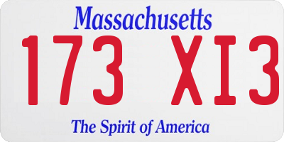 MA license plate 173XI3