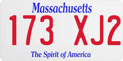 MA license plate 173XJ2