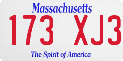 MA license plate 173XJ3