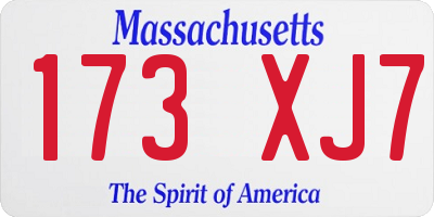 MA license plate 173XJ7