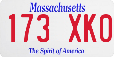 MA license plate 173XK0