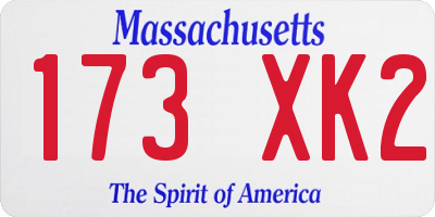 MA license plate 173XK2