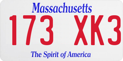 MA license plate 173XK3