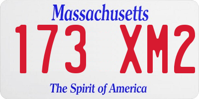 MA license plate 173XM2