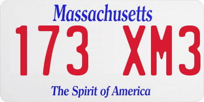 MA license plate 173XM3