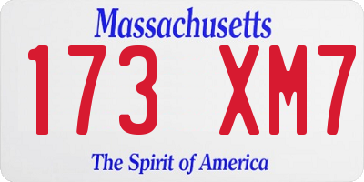 MA license plate 173XM7