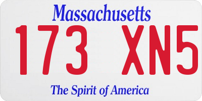 MA license plate 173XN5