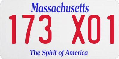 MA license plate 173XO1