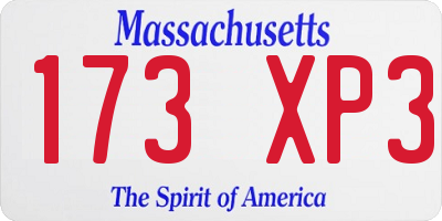 MA license plate 173XP3