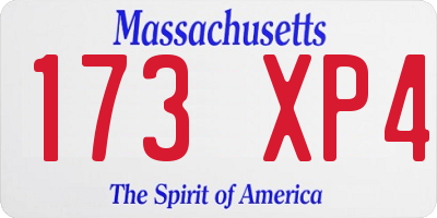 MA license plate 173XP4