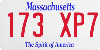 MA license plate 173XP7