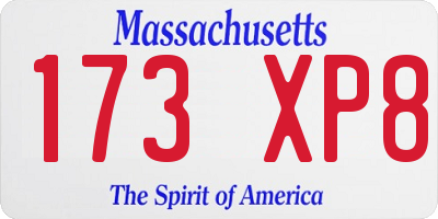 MA license plate 173XP8