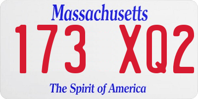MA license plate 173XQ2