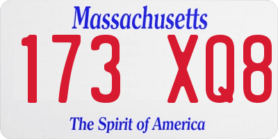 MA license plate 173XQ8