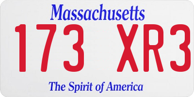 MA license plate 173XR3