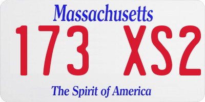 MA license plate 173XS2