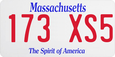MA license plate 173XS5