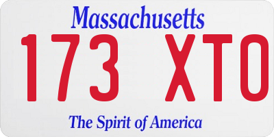 MA license plate 173XT0