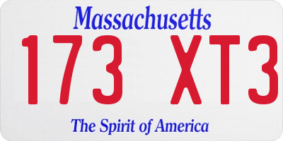 MA license plate 173XT3