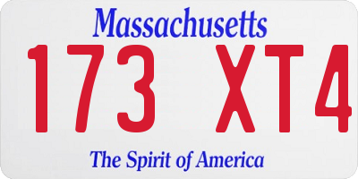 MA license plate 173XT4