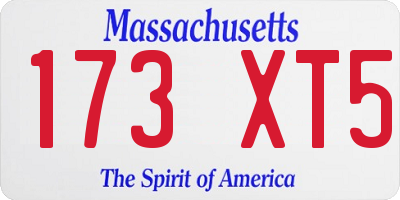 MA license plate 173XT5