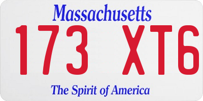 MA license plate 173XT6