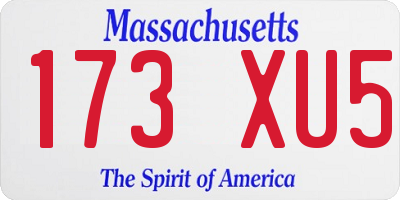 MA license plate 173XU5