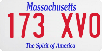 MA license plate 173XV0