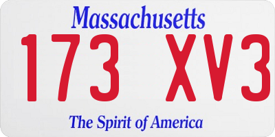 MA license plate 173XV3