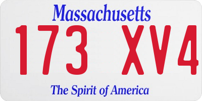 MA license plate 173XV4