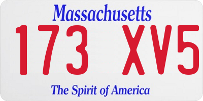 MA license plate 173XV5