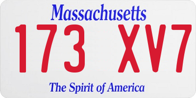 MA license plate 173XV7