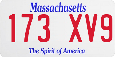 MA license plate 173XV9