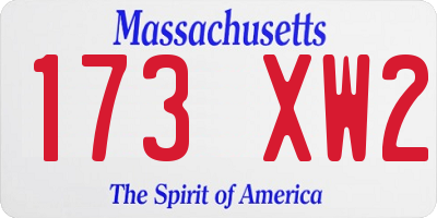 MA license plate 173XW2