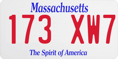 MA license plate 173XW7