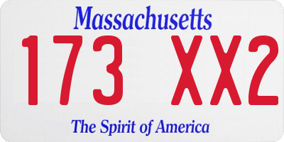 MA license plate 173XX2