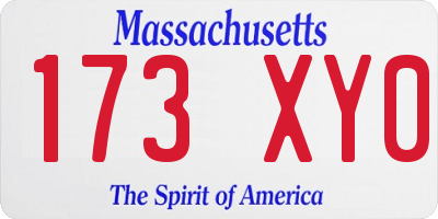 MA license plate 173XY0