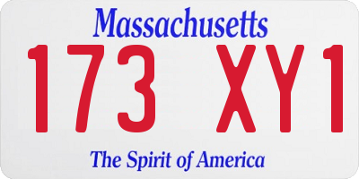 MA license plate 173XY1